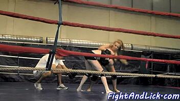 Muscular Women Wrestling In A Boxing Ring