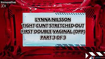 lynna lilsson stretched in first double vaginal threesome