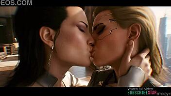 Elizabeth peralez and meredith stout share lesbian kisses