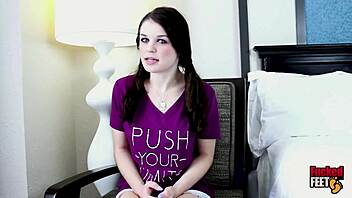 anastasia rose gives a perverted man an oily footjob treat