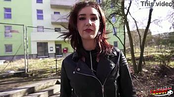 German scout - skinny redhead teen 18+ scarlett spark get eye rolling orgasm at casting sex