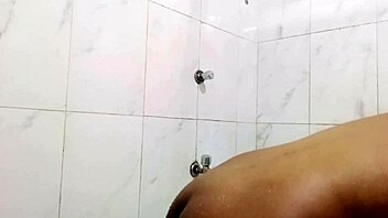 blonde milf takes huge cock in her gaping asshole while bathing
