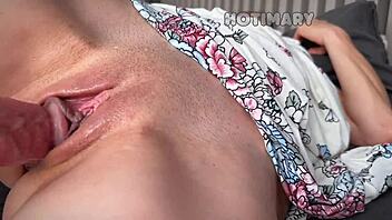 Big dick fills pussy with cum inside