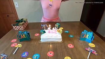 Sweet teen celebrates her birthday with an older partner