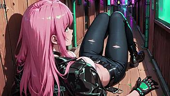ai generated pink haired leather tech private vibes