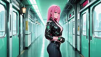 ai generated pink haired leather tech private vibes