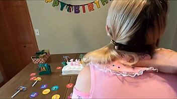 Sweet teen celebrates her birthday with an older partner