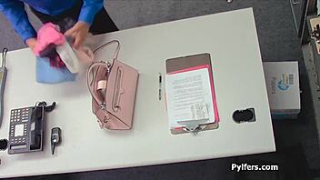 Perky teen thief moans