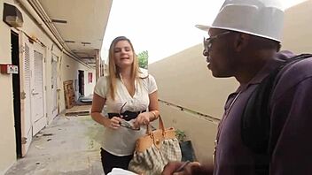 French bombshell fucks black dick outside