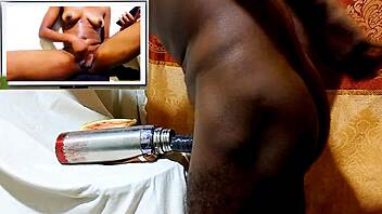 Solo male masturbation while watching wet pussy