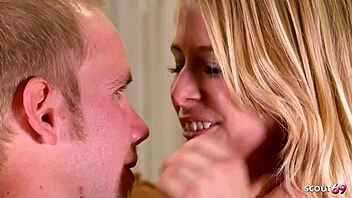 Petite blonde teen penny pax with saggy natural tits tricked to fuck by big dick classmate when home alone