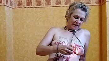 Slave does candle and belt self session