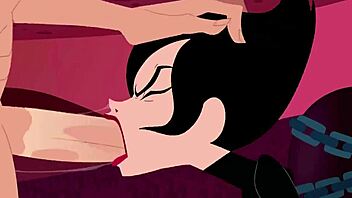 samurai jack ashi gives intense chained blowjob