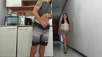 Risky sex while husband showered with his friend