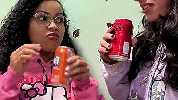 burping contest drinking soda lesbian gassy couple