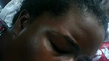 Blowjob from a young black girl with big ass in high definition