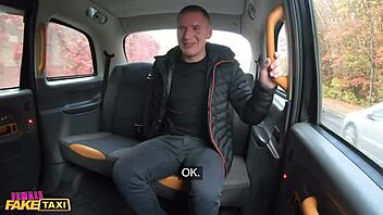 HD video of a busty female taxi driver giving a blowjob and getting fucked in public