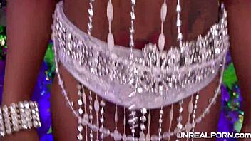 Black beauty in a seductive dress gets anal pleasure